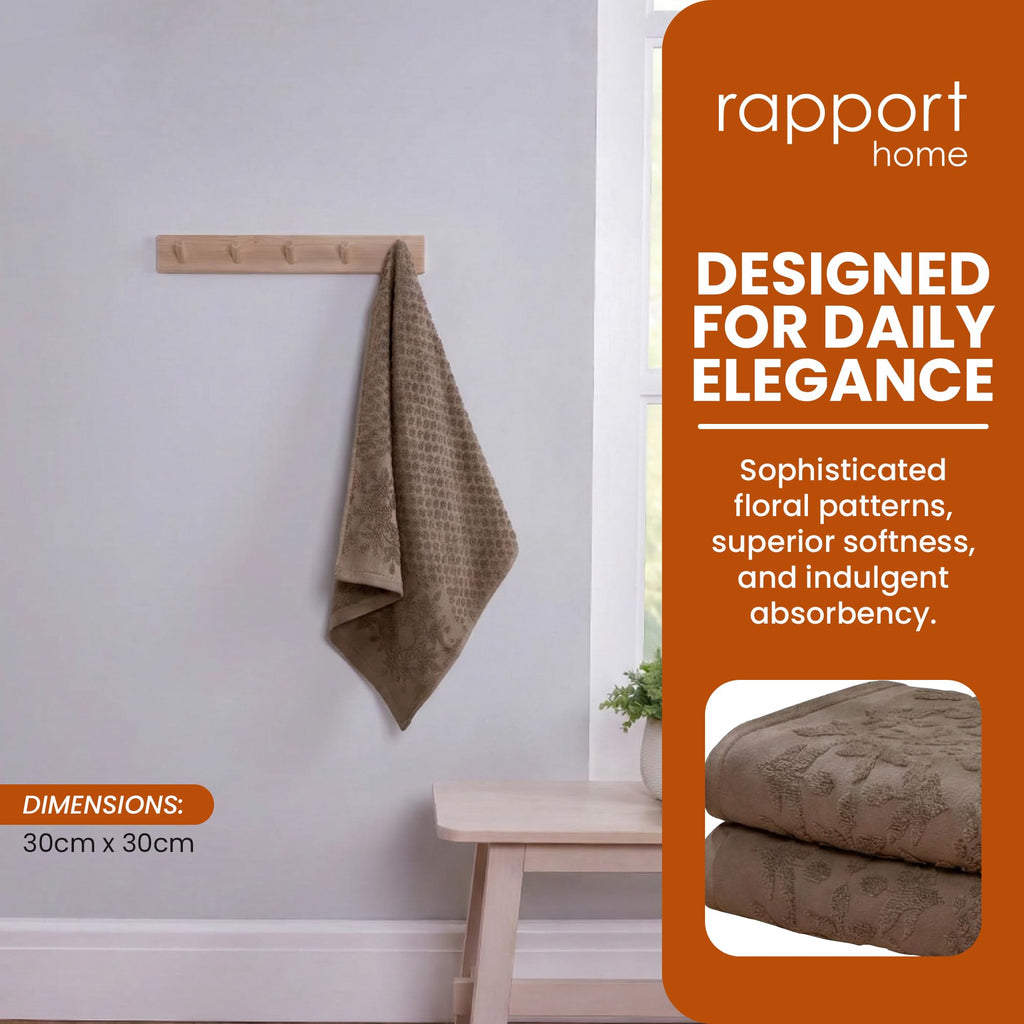 Rapport Home Versailles Jacquard Face Towels 2-Pack – Luxurious 100% Cotton 500gsm Soft Absorbent Face Cloths - image 2