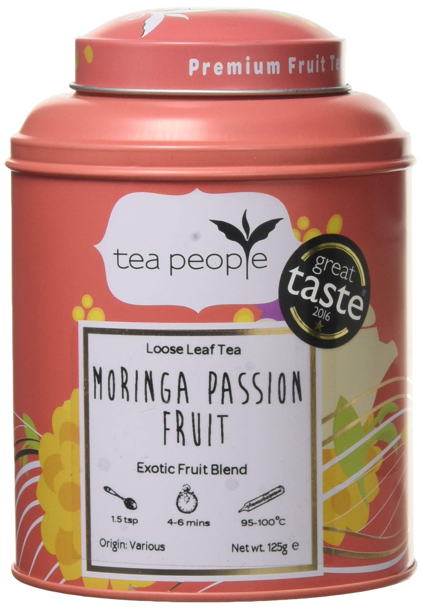 Tea People Moringa Passion Fruit Loose Leaf Fruit Tea - 125g Tin Caddy