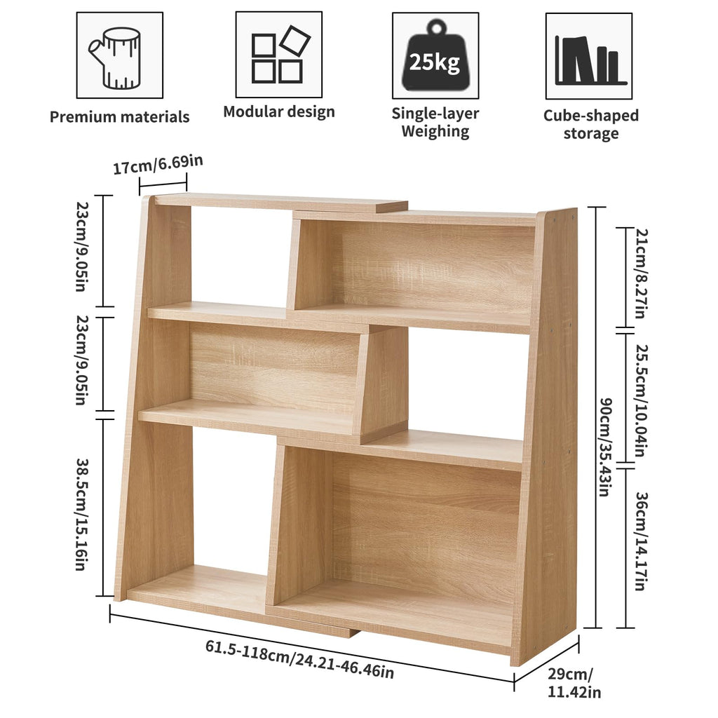 Aibiju Wooden Extendable Shelf Bookcase, 3-Tier Storage Organizer Bookshelf，Standing Shelf, Cube Shelf, for Living Room, Home Office, Dinning Room - image 3