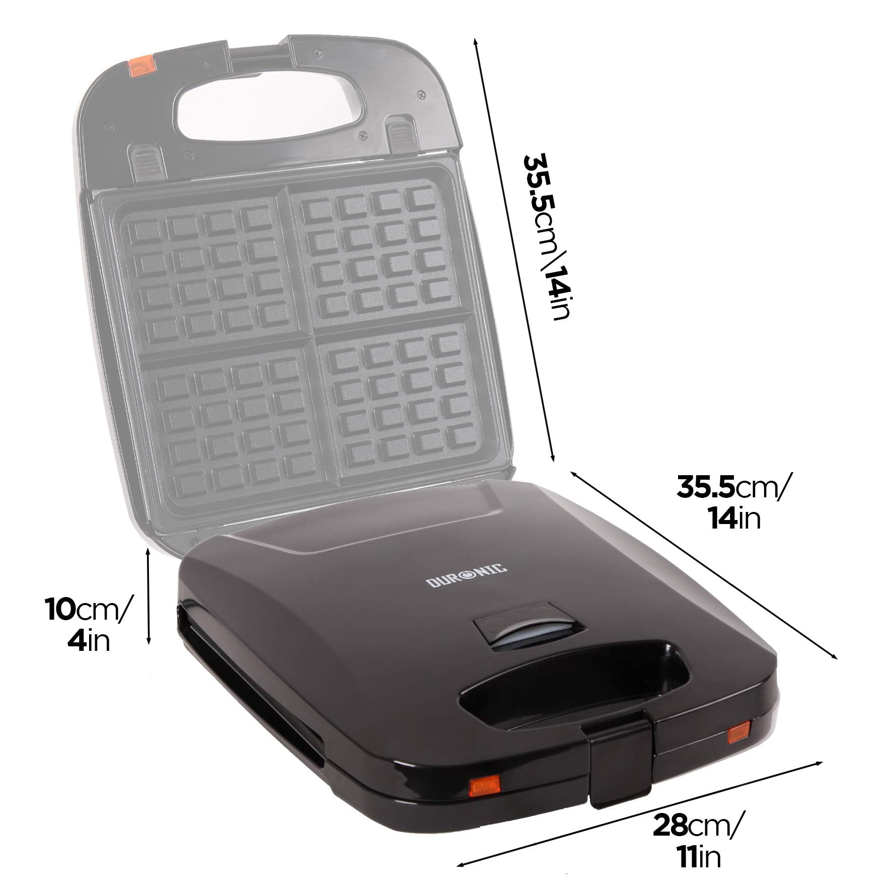 Duronic WM60 Belgian Waffle Maker – 1200W Non-Stick Iron with Removable Plates