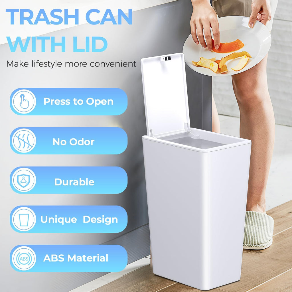 Xygobla 3 Pack 10L Slim Bathroom Bin with Lid - image 2