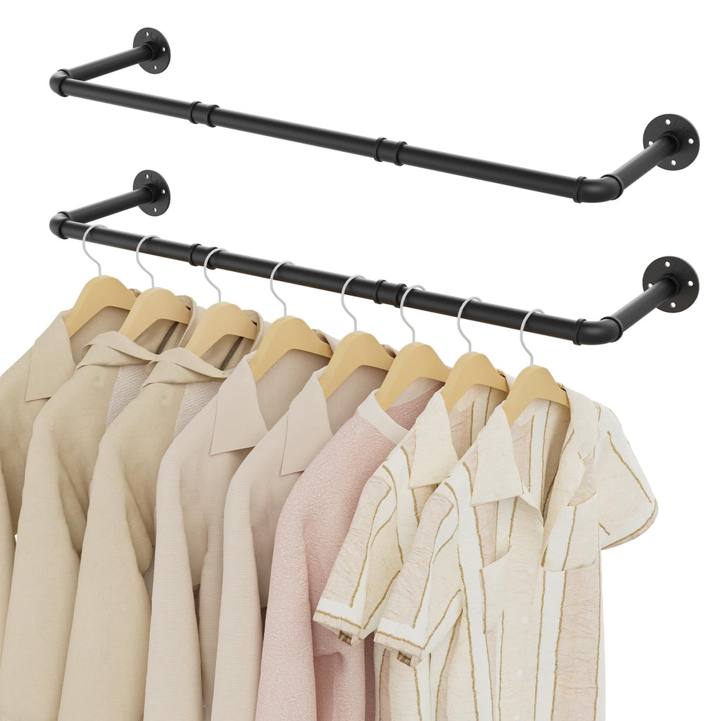 YheenLf 2-Pack Wall Mounted Clothes Rail – 100cm Industrial Garment Rack