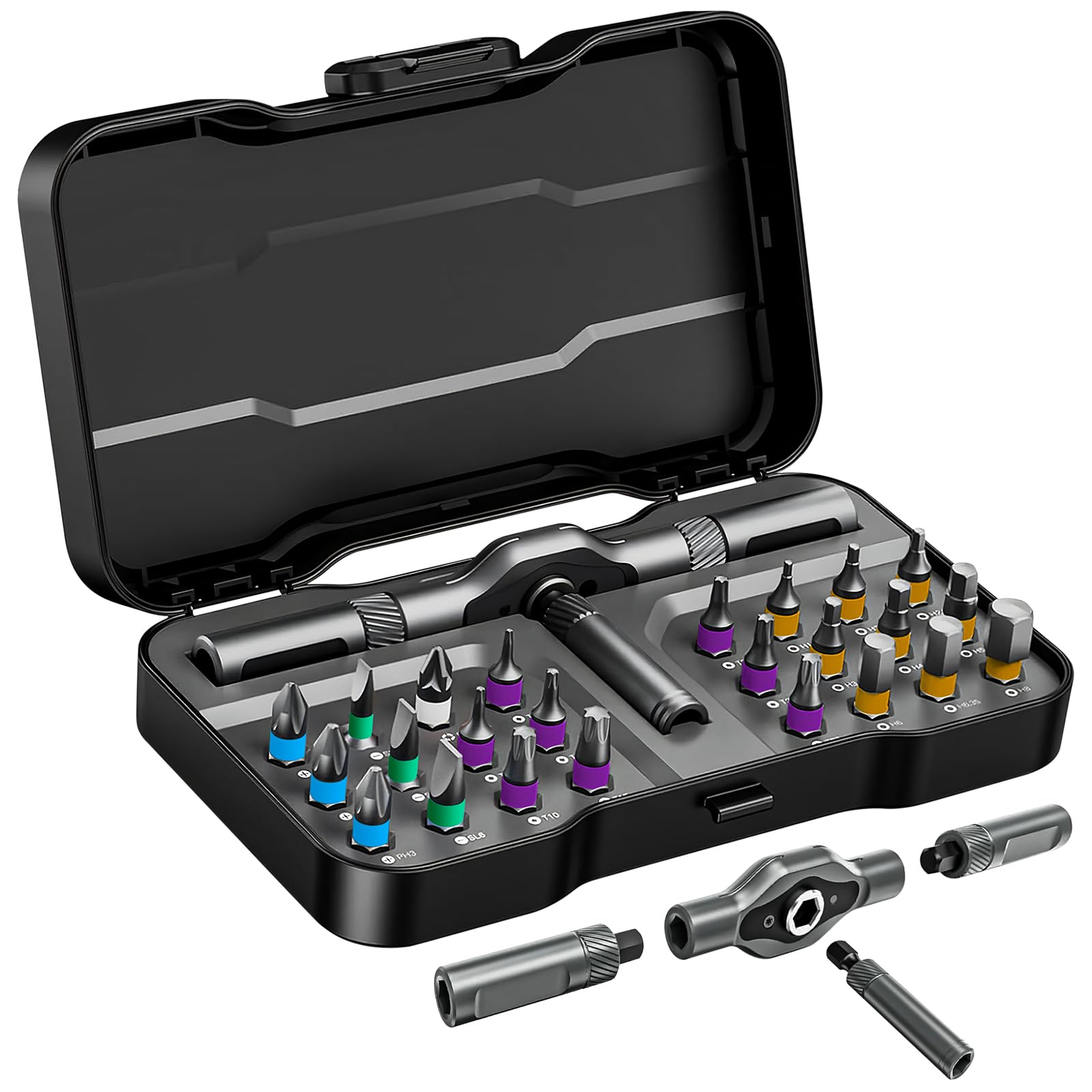 Koeutoze 24-in-1 Magnetic Ratchet Screwdriver Set with S2 Steel Bits