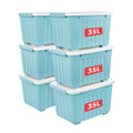 Cetomo 35L*6 Storage Boxes with Lids, Plastic Storage Box with Wheels and Secure Side Latches, Stackable & Nestable Organizer for Home, Office - image 1