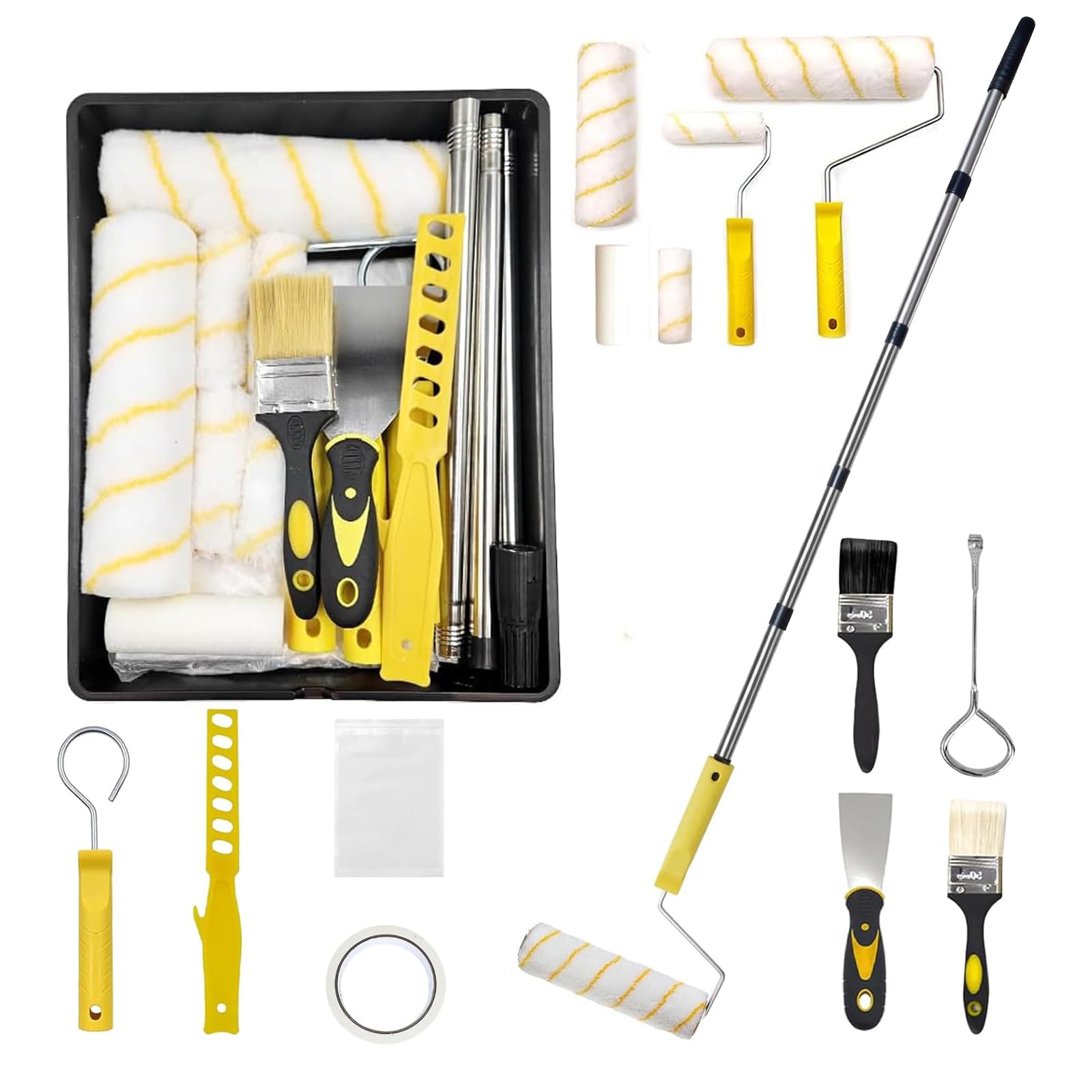 Jolof Store 17-Piece Paint Roller Kit – 4 and 9 Inch Tray Set for DIY