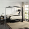 SlumberWorx Ashwell Modern Four Poster Black Metal Bed Frame – King