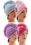 CAIHONG Microfibre Hair Towel 4 Pack | Super Absorbent Hair Turbans