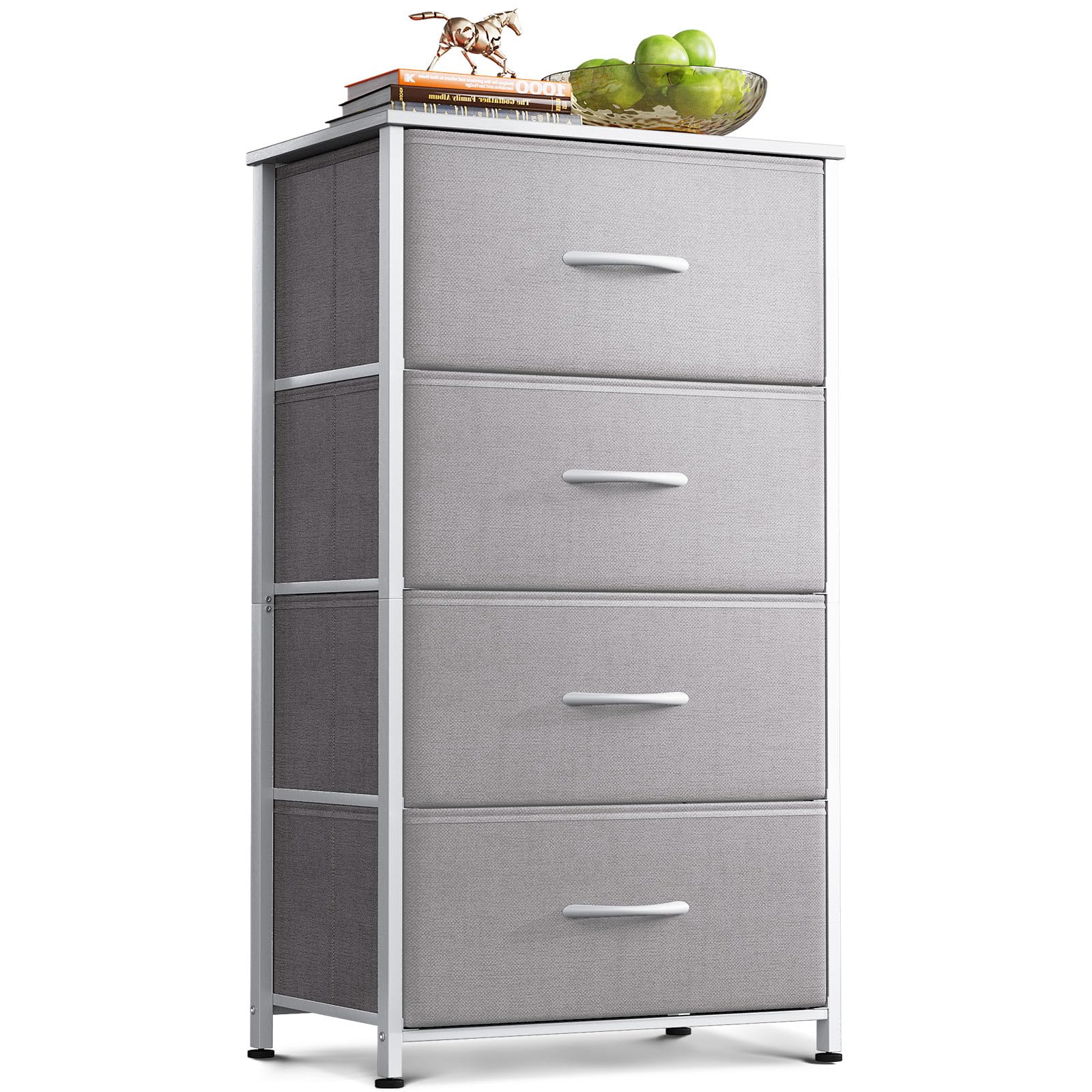Coleshome Tall Chest of Drawers – 4 Fabric Drawers Narrow Dresser