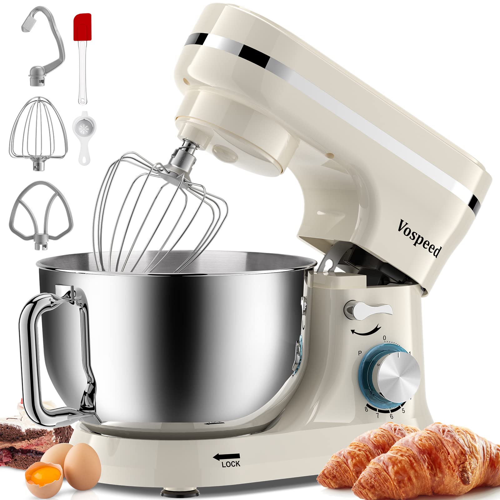 Vospeed Stand Mixer | 1000W Tilt-Head Food Mixer with 4.5L & 5L Bowls