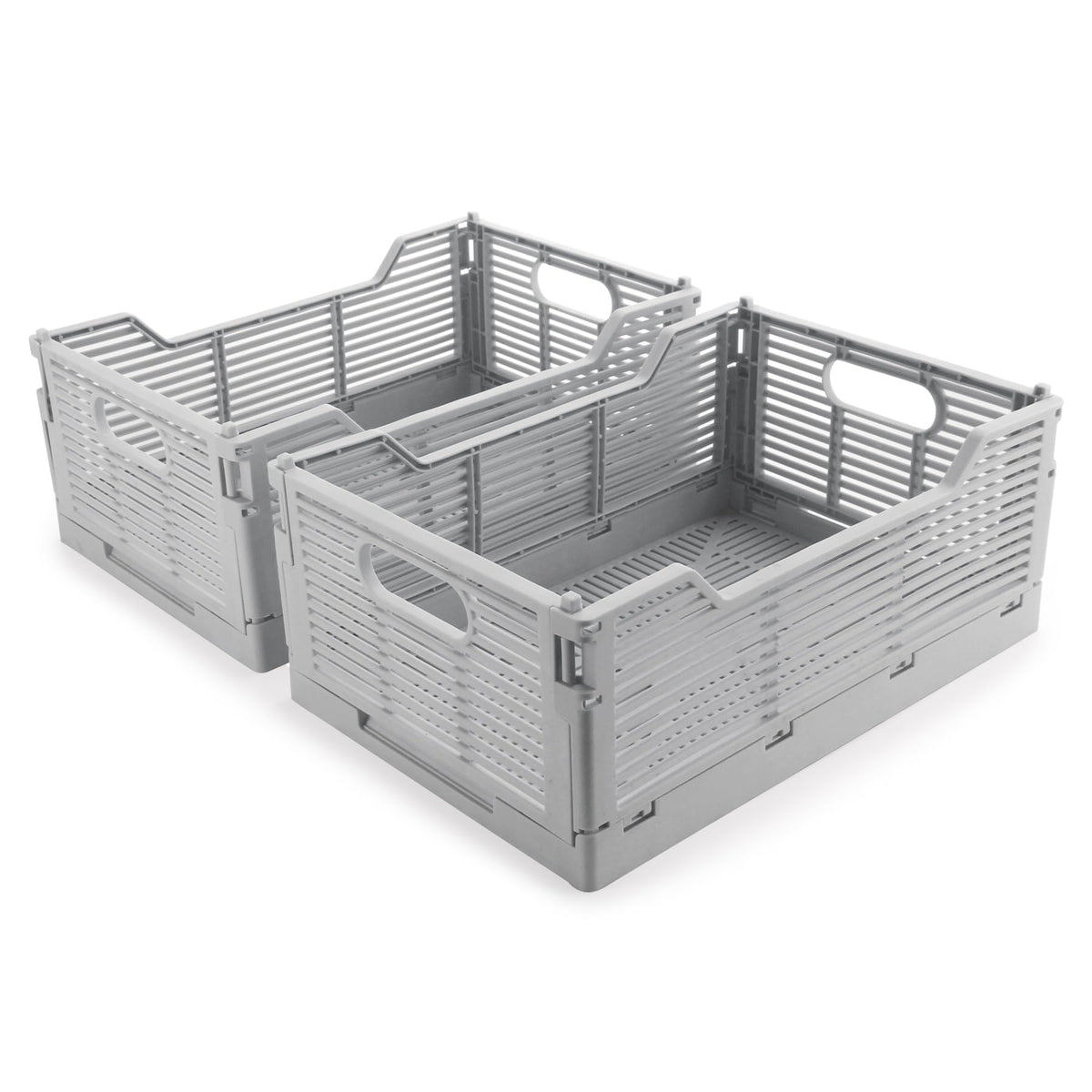 Vivikivi 2-Pack Collapsible Crates Storage Boxes, 40x30x15.5cm, Grey - image 1