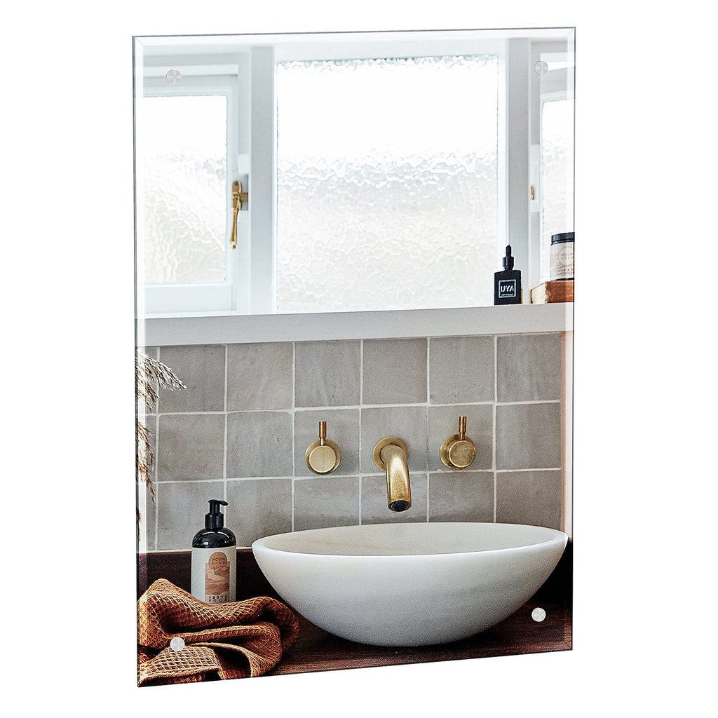 Dripex Frameless Rectangle Wall Mirror | 60x45cm Bevelled Edge Glass