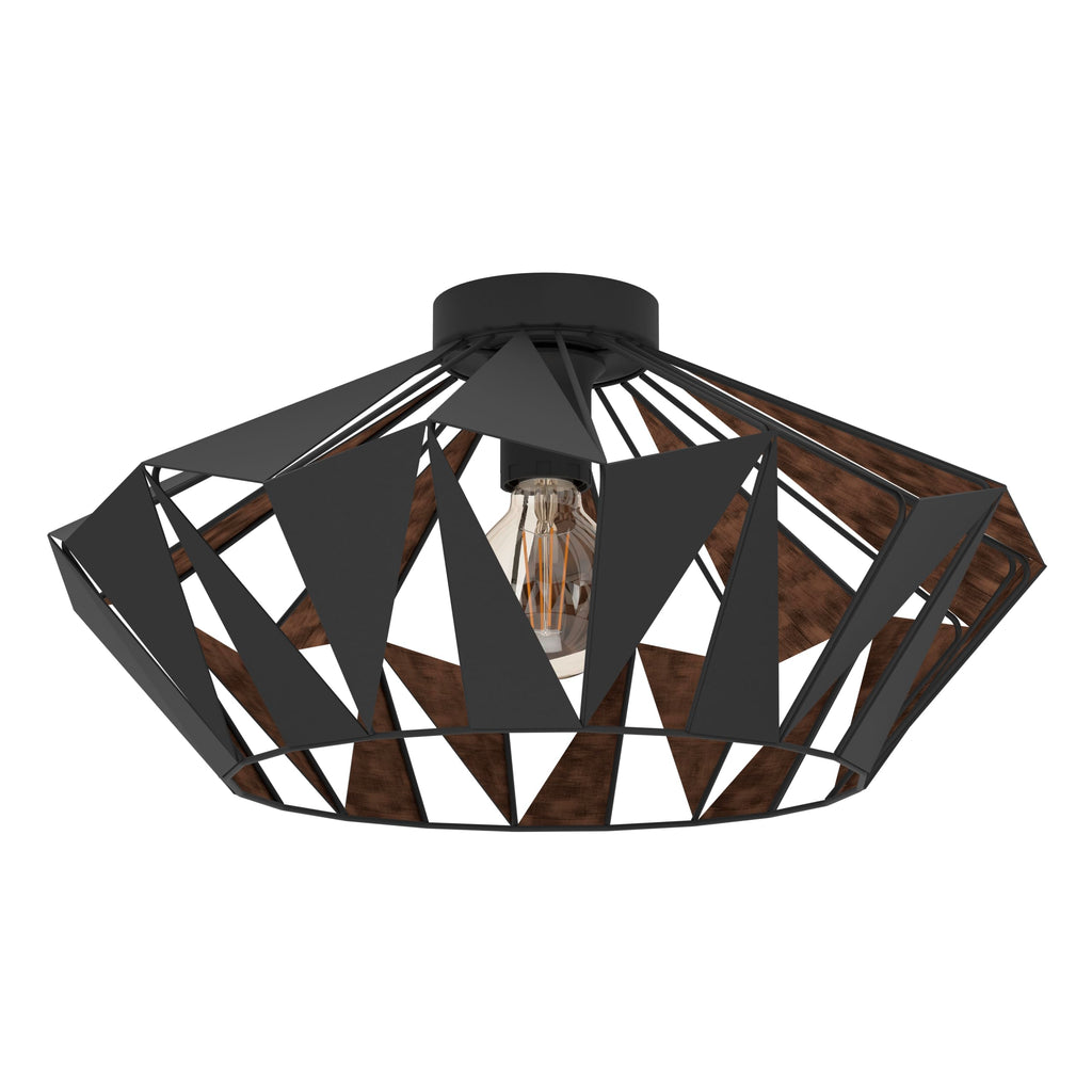 Eglo Carlton 6 Flush Ceiling Light – Black & Copper Geometric Steel