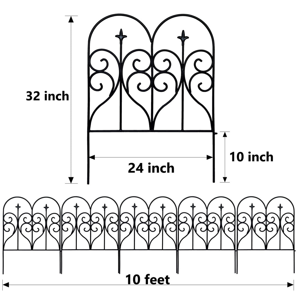 Thealyn Rustproof Metal Garden Fence – 5 Panels, 3m Long Animal Barrier