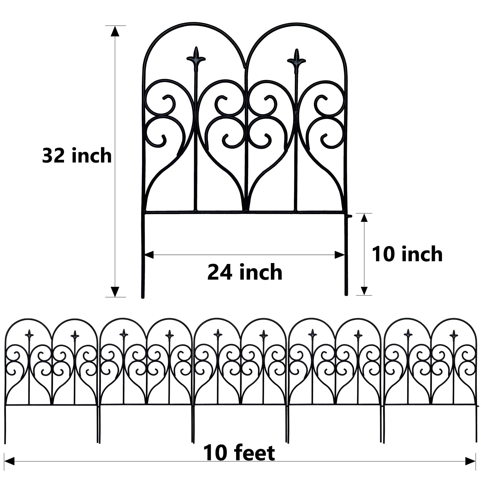 Thealyn Rustproof Metal Garden Fence – 5 Panels, 3m Long Animal Barrier