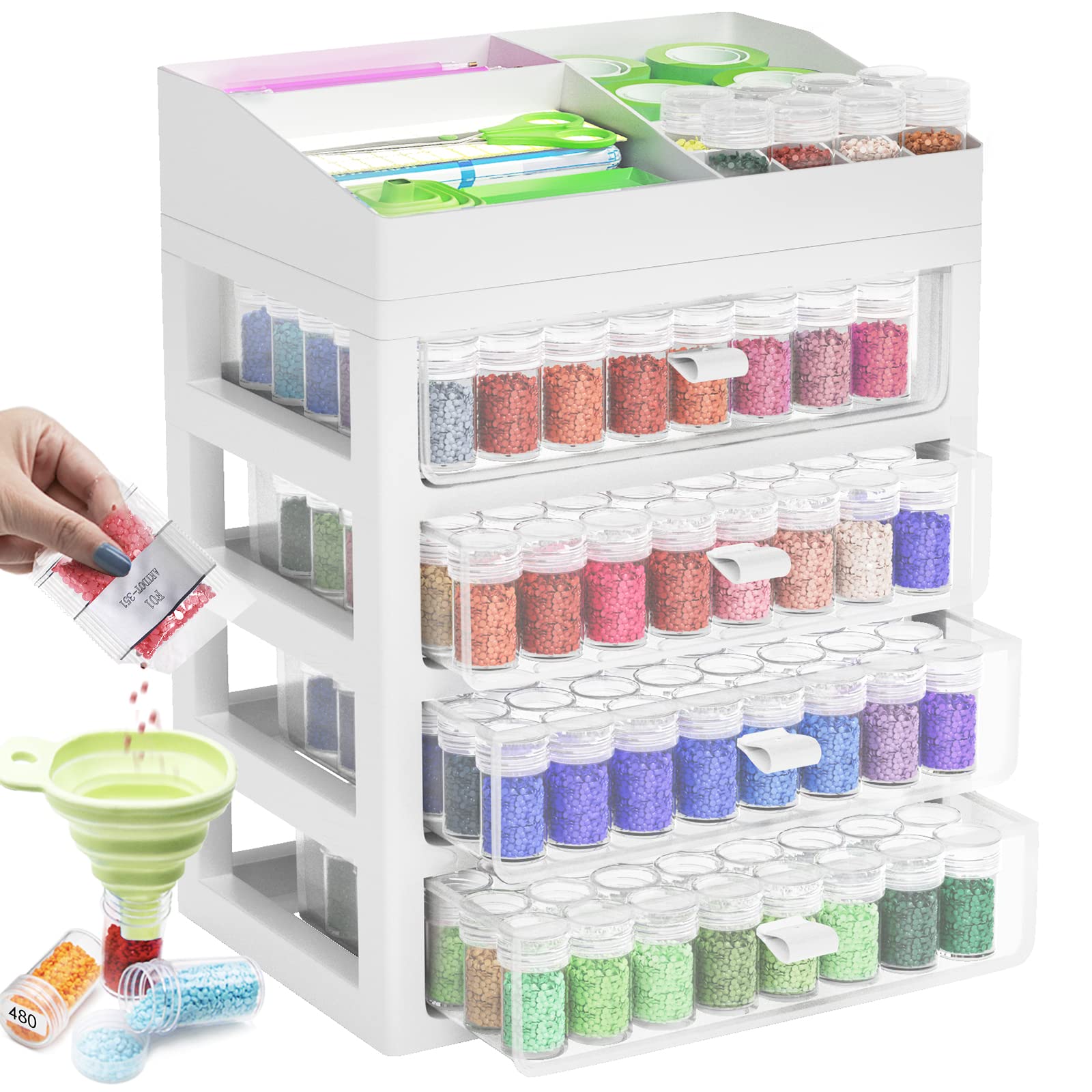ARTDOT Diamond Painting Storage: 4 Drawers with 192 Bead Containers