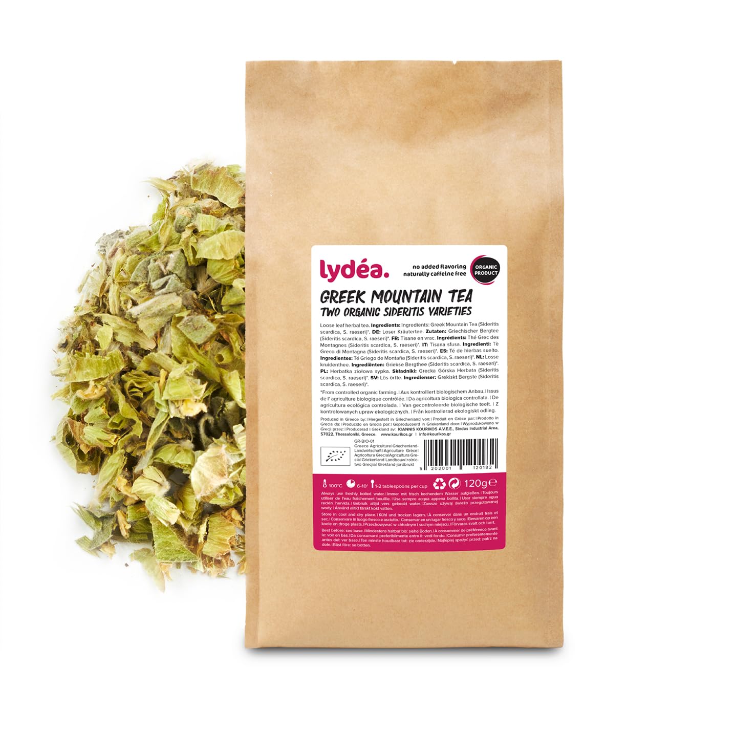 Lydea Organic Greek Mountain Tea | 120g Loose Leaf Sideritis Herbal Tea