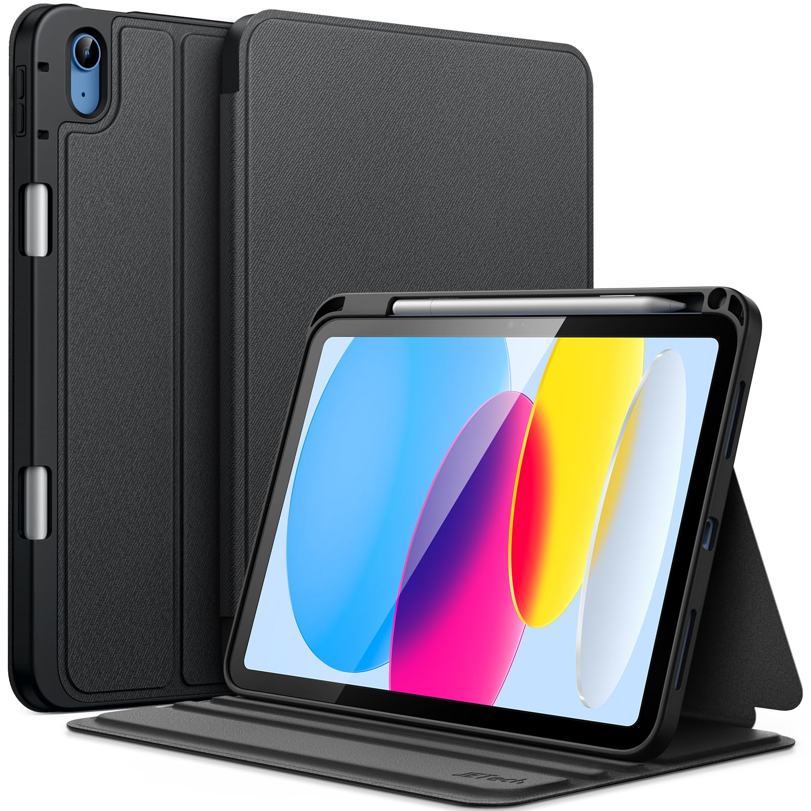 JETech iPad 11th/10th Gen Case with Pencil Holder – Slim Folio Stand