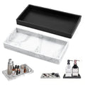 Jolof Store Set of 2 Silicone Bathroom Trays - Marble & Black Vanity Decor