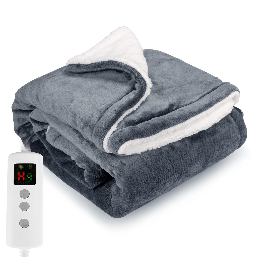 PROALLER Heated Blanket Electric Throw | Flannel Sherpa, 10 Heat Settings