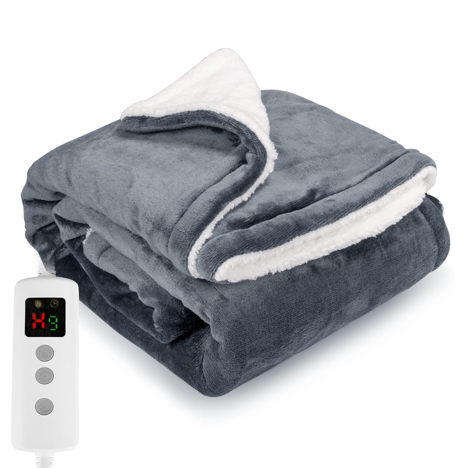 PROALLER Heated Blanket Electric Throw | Flannel Sherpa, 10 Heat Settings