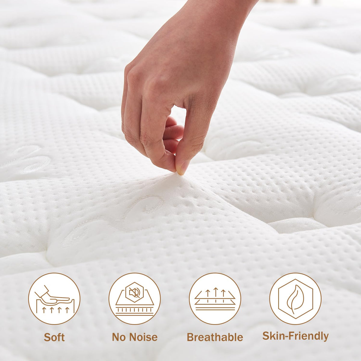 Hiepunos 3FT Single Mattress, 10.2 INCH Single Memory Foam Mattress, 9-Zone Pocket Sprung Medium Firm - image 3