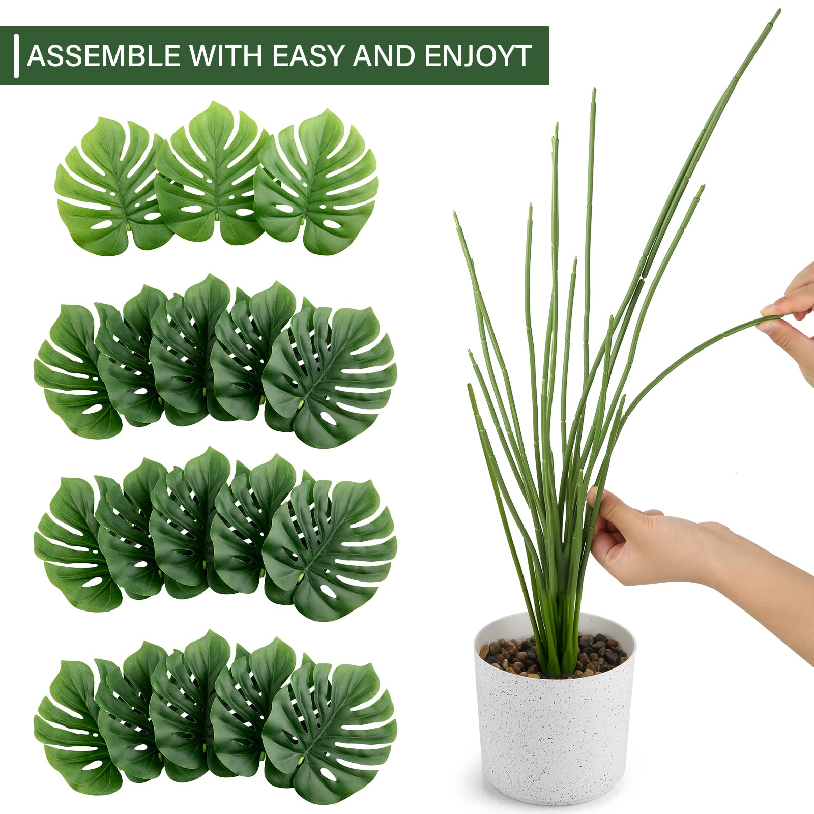 28" Artificial Monstera Palm Tree - 2 Pack Faux Silk Plants