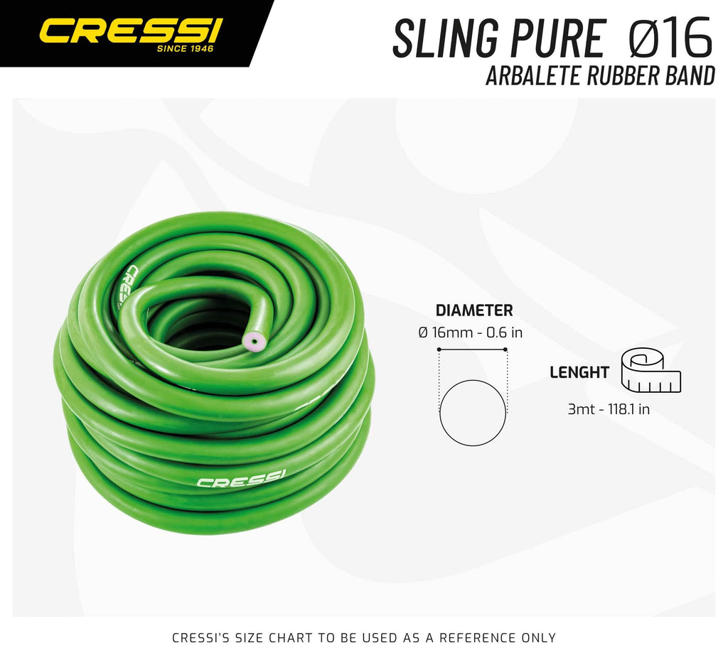 Cressi Pure Latex Spearfishing Rubber Band Roll - Green, 16mm x 3m