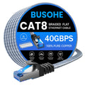 BUSOHE Cat 8 Ethernet Cable 20M - 40Gbps Braided Flat High Speed LAN Cord