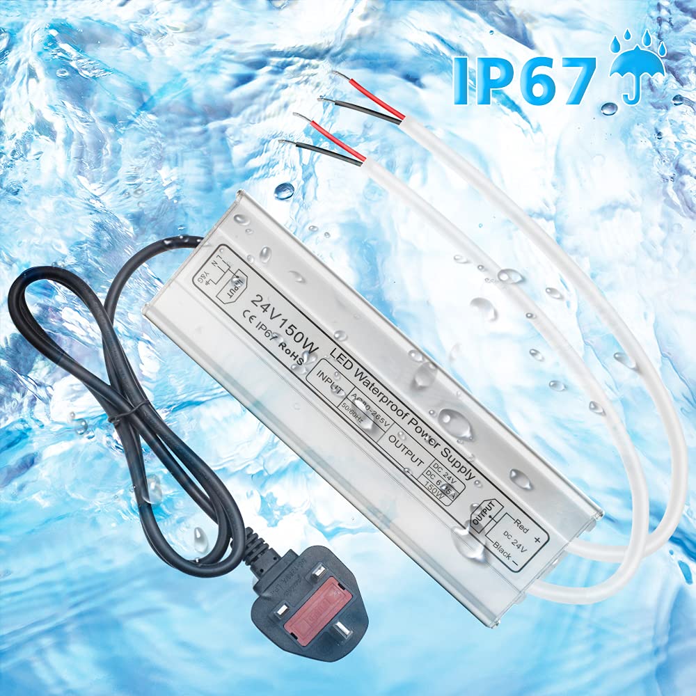 inShareplus 24V 150W LED Power Supply | IP67 Waterproof Outdoor Driver