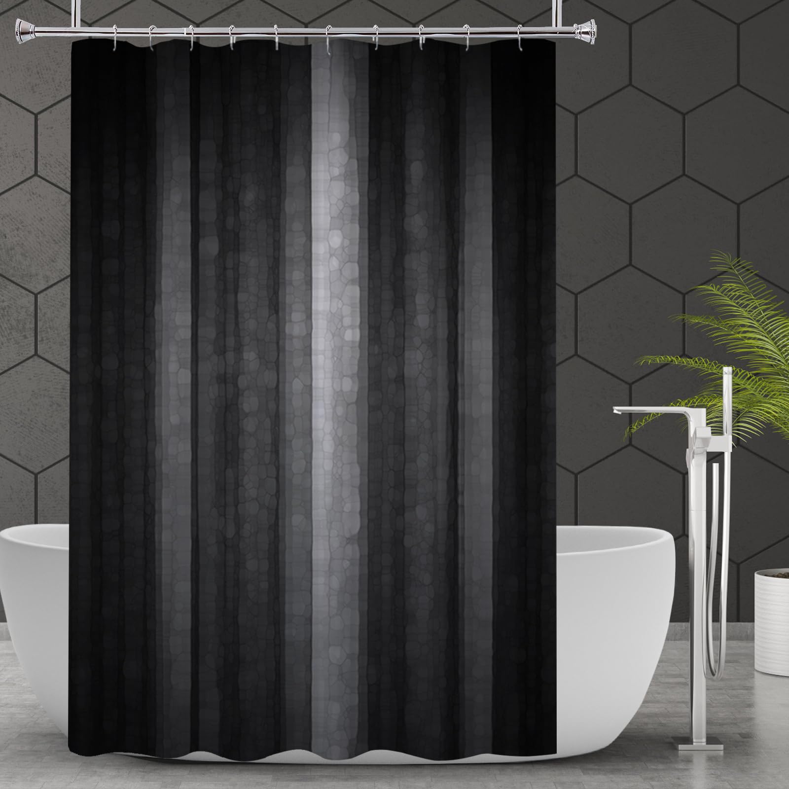 Gibelle Ombre Shower Curtain | Black Grey Abstract Fabric with Hooks