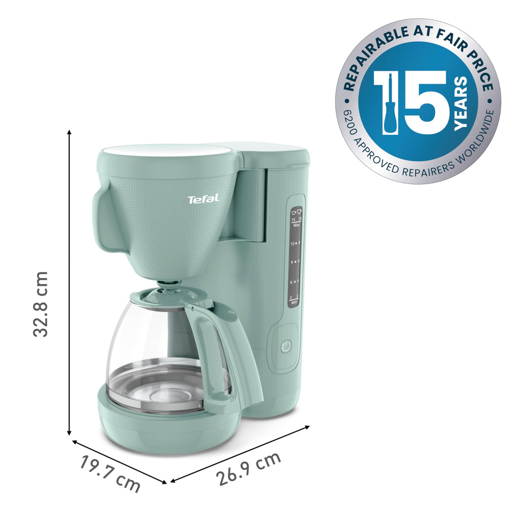 Tefal Morning Filter Coffee Maker – 1.25L Eucalyptus Drip Machine