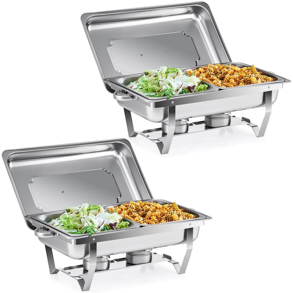 WILPREP 2-Pack Chafing Dish Buffet Set | 9L Stainless Steel Food Warmers
