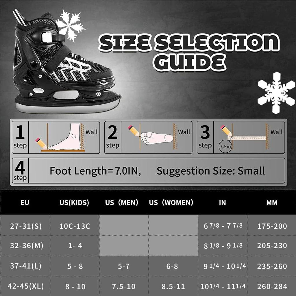 Nattork Kids Adjustable Ice Hockey Skates – Grey Reinforced Ankle Support