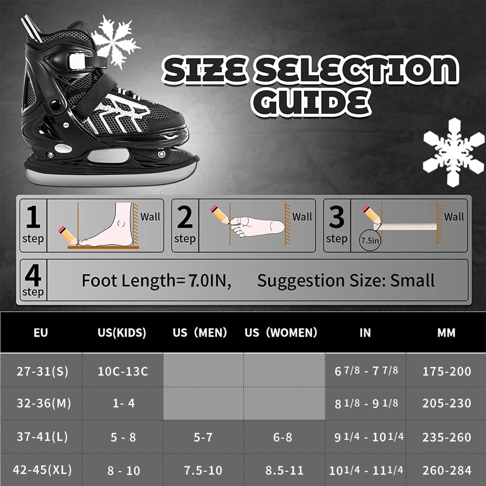Nattork Kids Adjustable Ice Hockey Skates – Grey Reinforced Ankle Support