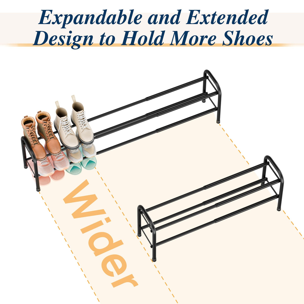 ENJOYBASICS 2 Levels Expandable Shoe Rack, Adjustable Metal Shoe Storage - image 3