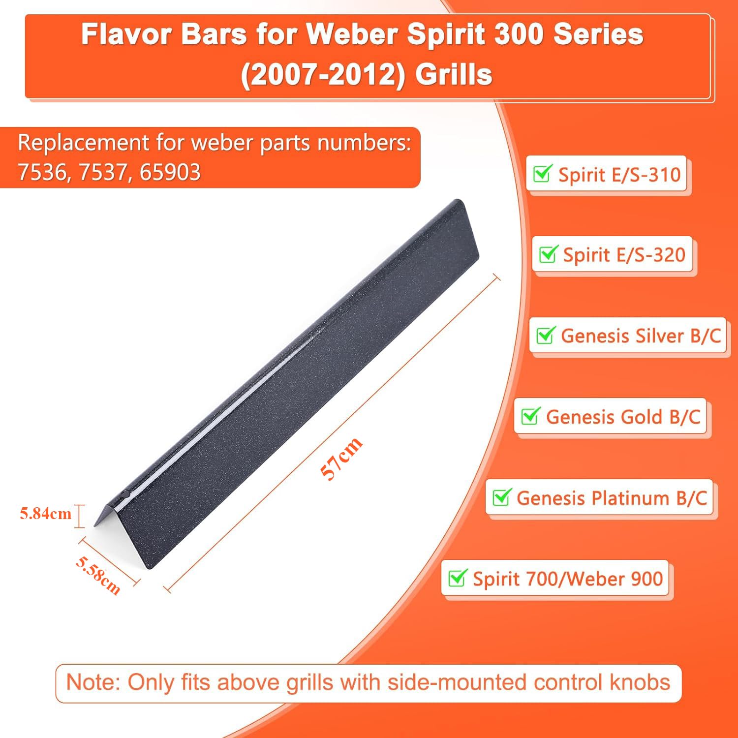 GFTIME 57cm Flavorizer Bars for Weber Spirit E310 E320 & Genesis Silver B/C