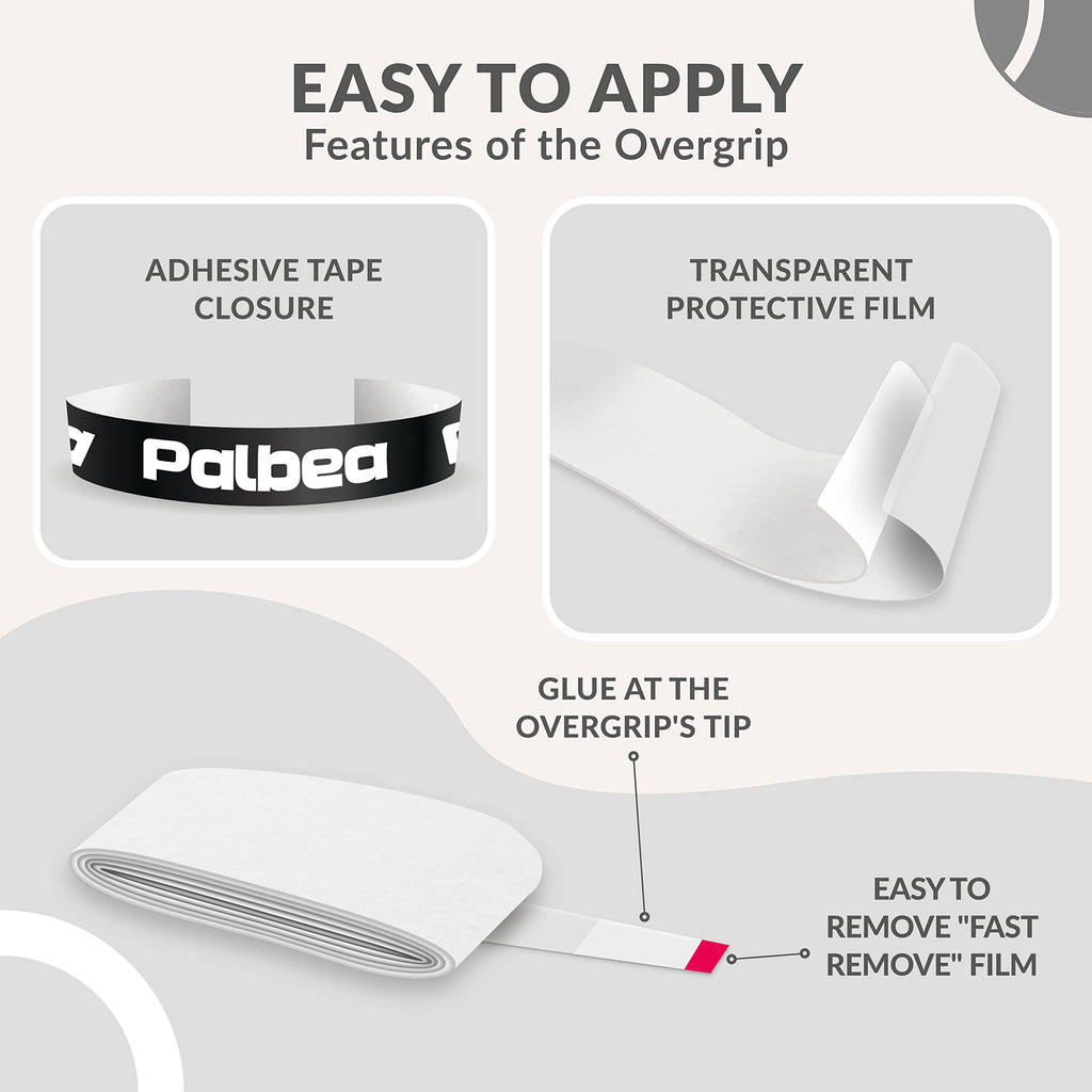 Palbea Padel Overgrip - Extra Tacky White Grip Tape - Pack of 60