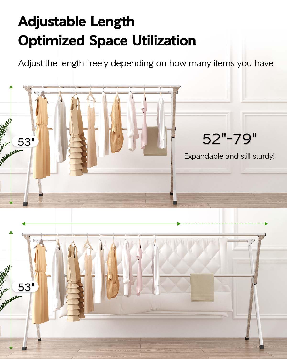 Vikaqi 79" Folding Clothes Drying Rack | Heavy Duty Stainless Steel