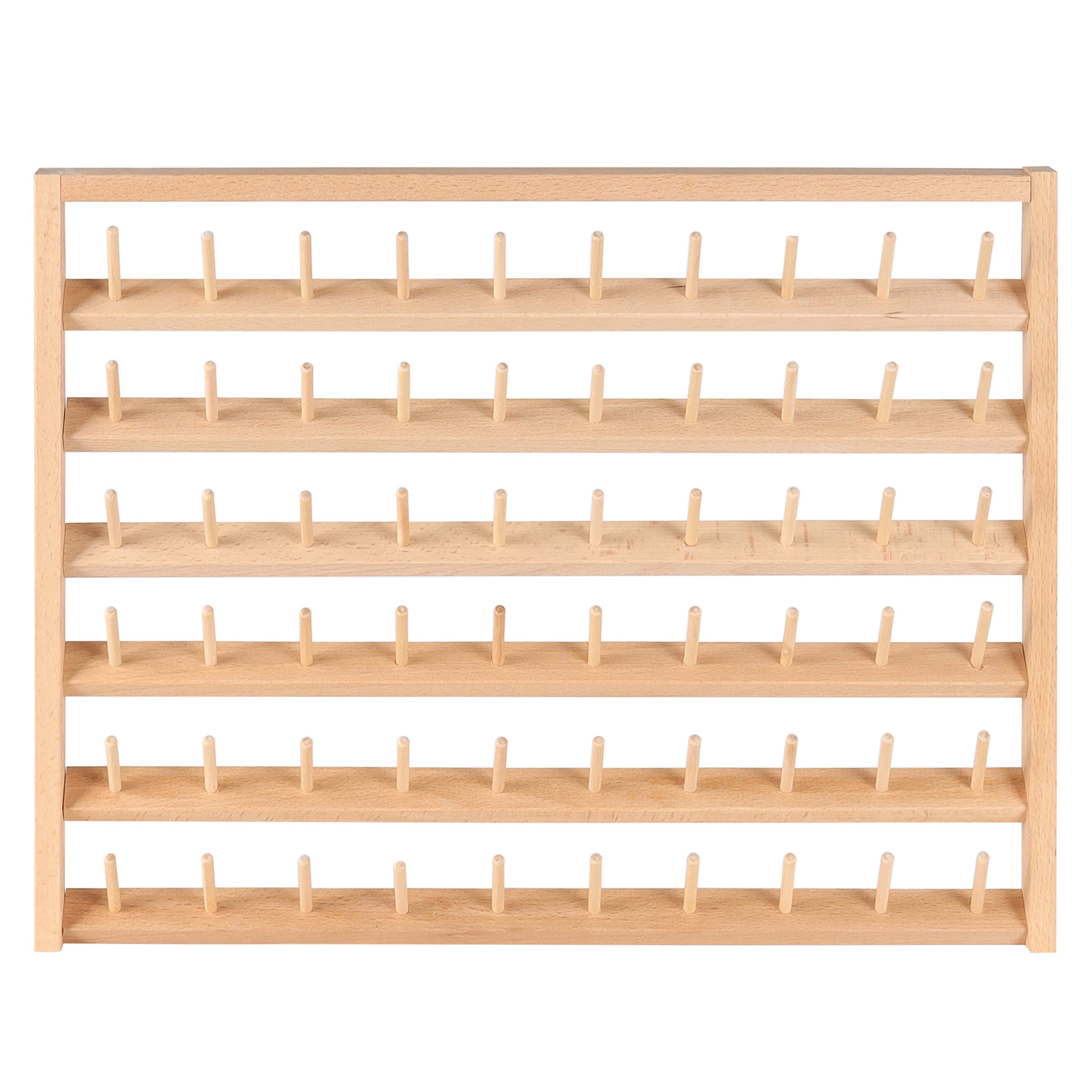 Kurtzy 60 Spool Wooden Thread Rack – Wall-Mounted Beech Wood Holder