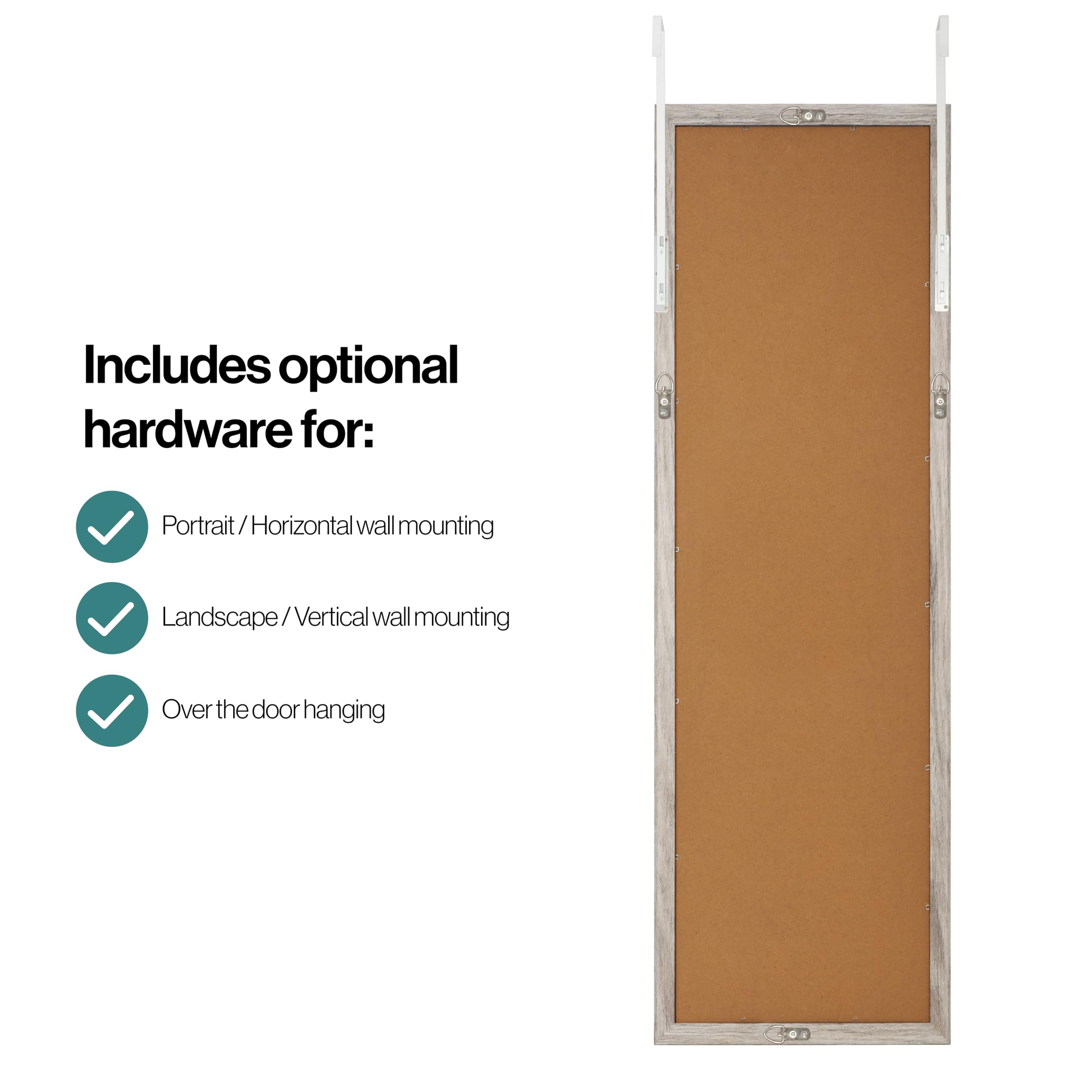 Full Length Wall Mounted Mirror | Grey Oak Wood | 35x110cm