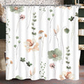 Lerores Sage Green Flower Shower Curtain | 200x200cm Anti-Mould Polyester