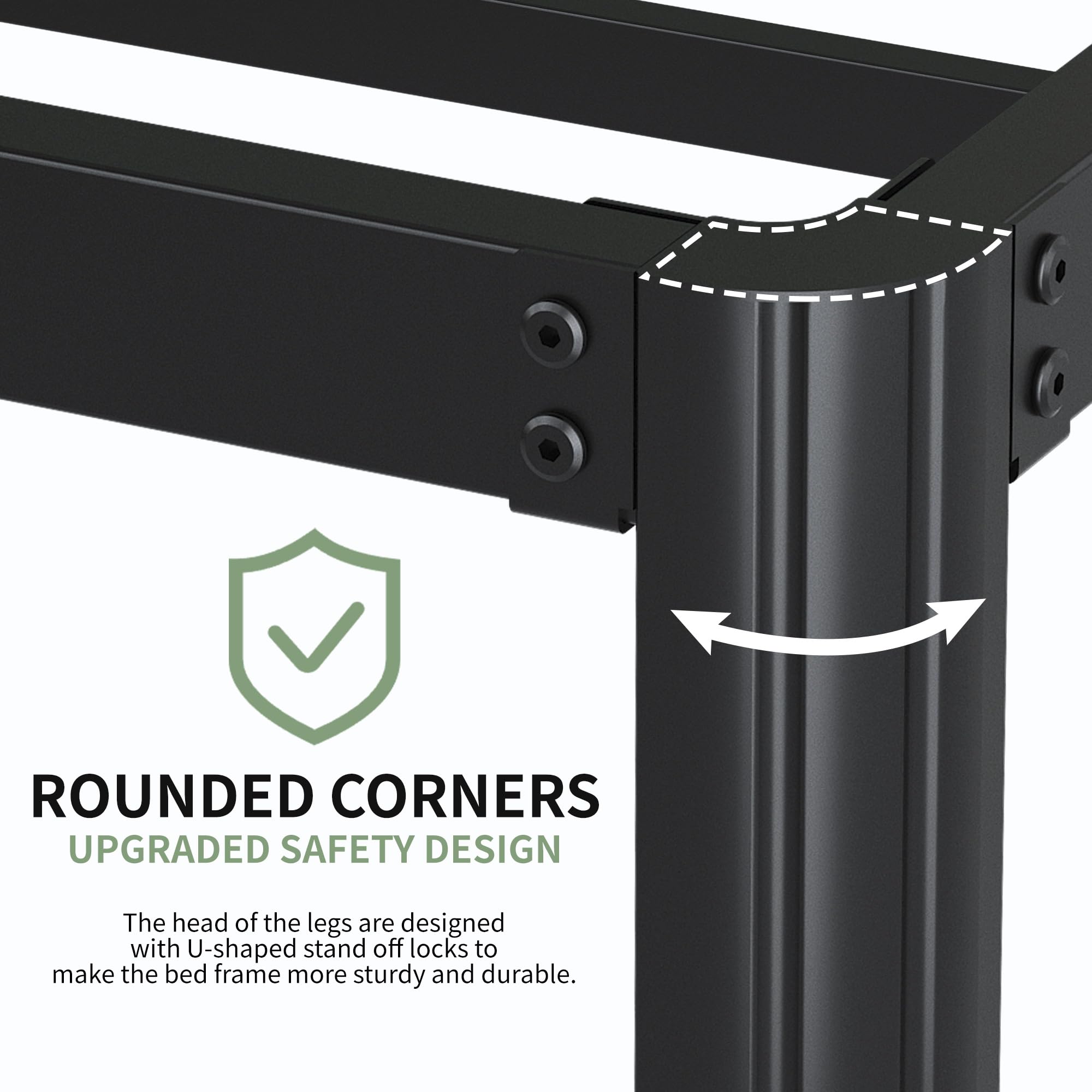 Lutown-Teen Heavy Duty Metal Double Bed Frame - 4ft6 with Steel Slats