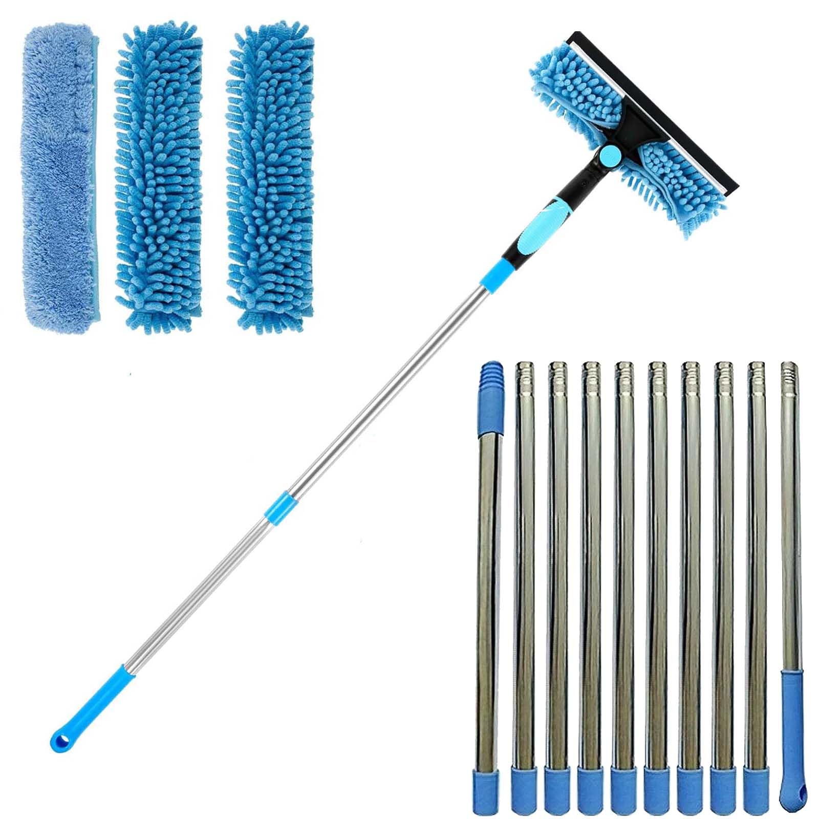 2-in-1 Window Squeegee Kit | 60" Extendable Pole & Swivel Head