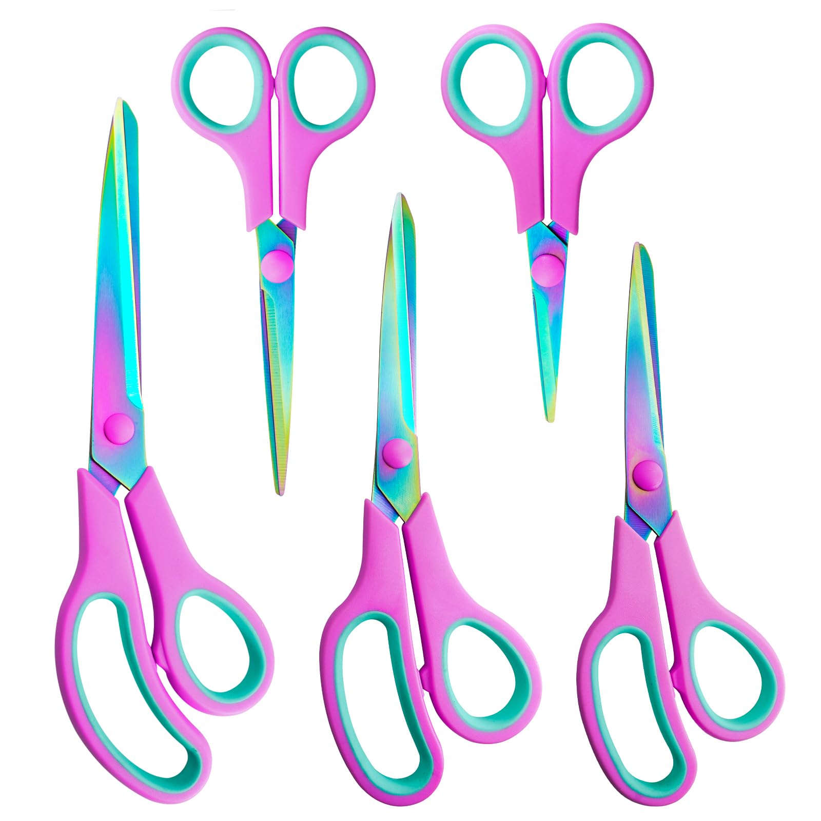 CCR Titanium Plated Stainless Steel Scissors - Comfort Grip Set of 5
