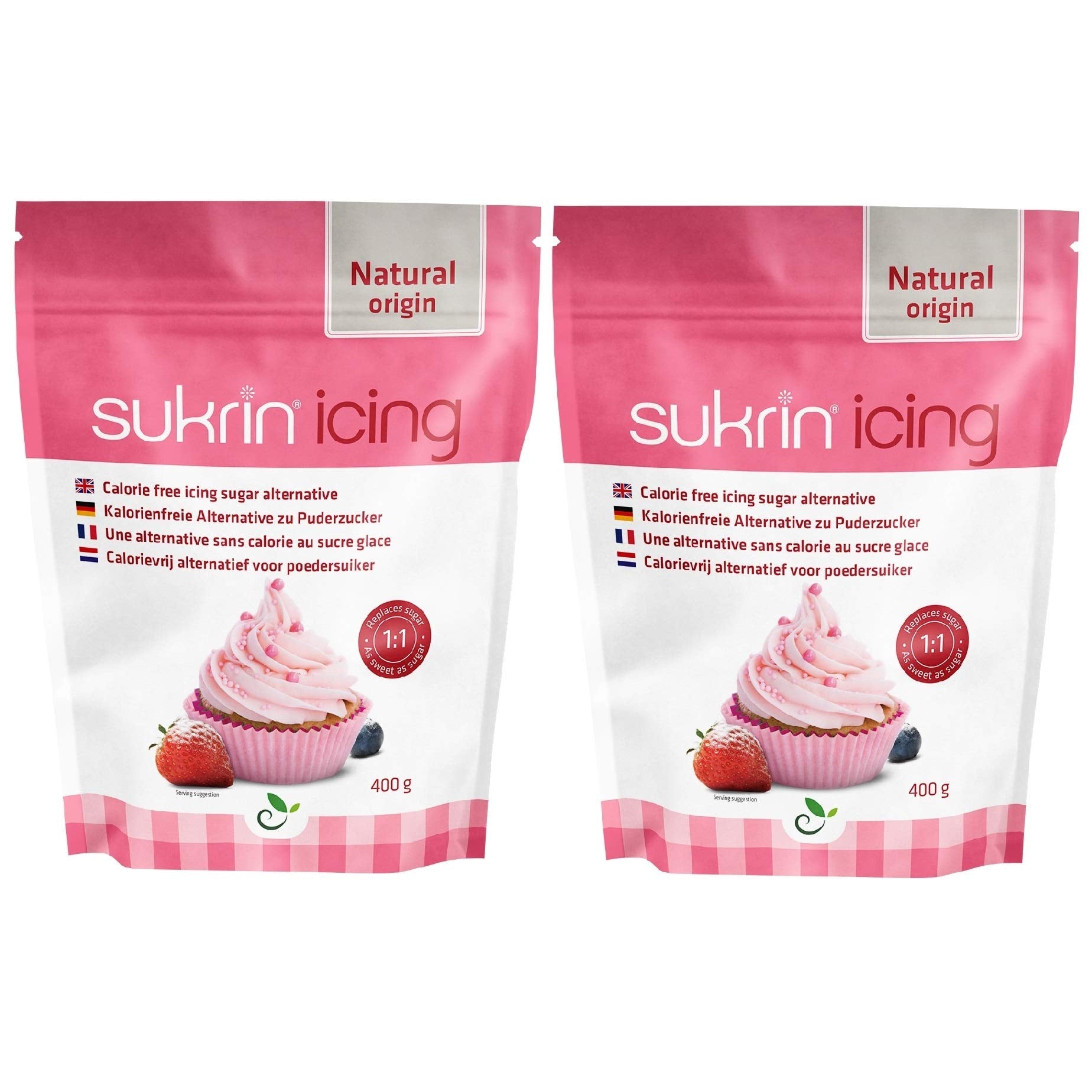 Sukrin Icing Sugar Sweetener - Keto & Sugar Free - 400g Twin Pack