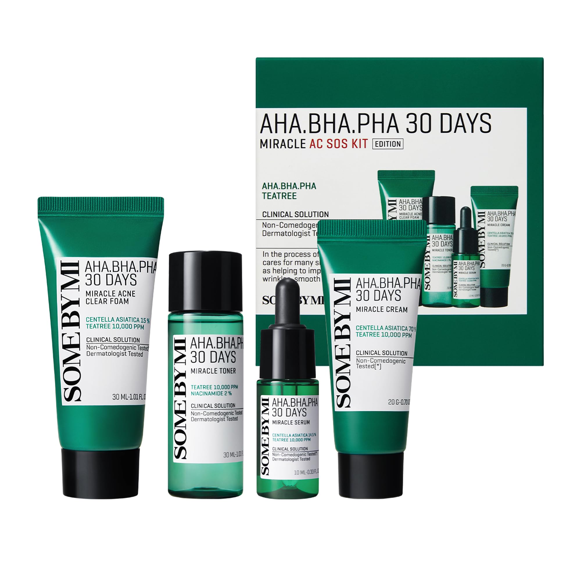 Some By Mi AHA BHA PHA 30 Days Miracle AC SOS Kit - 4pc Skincare Set