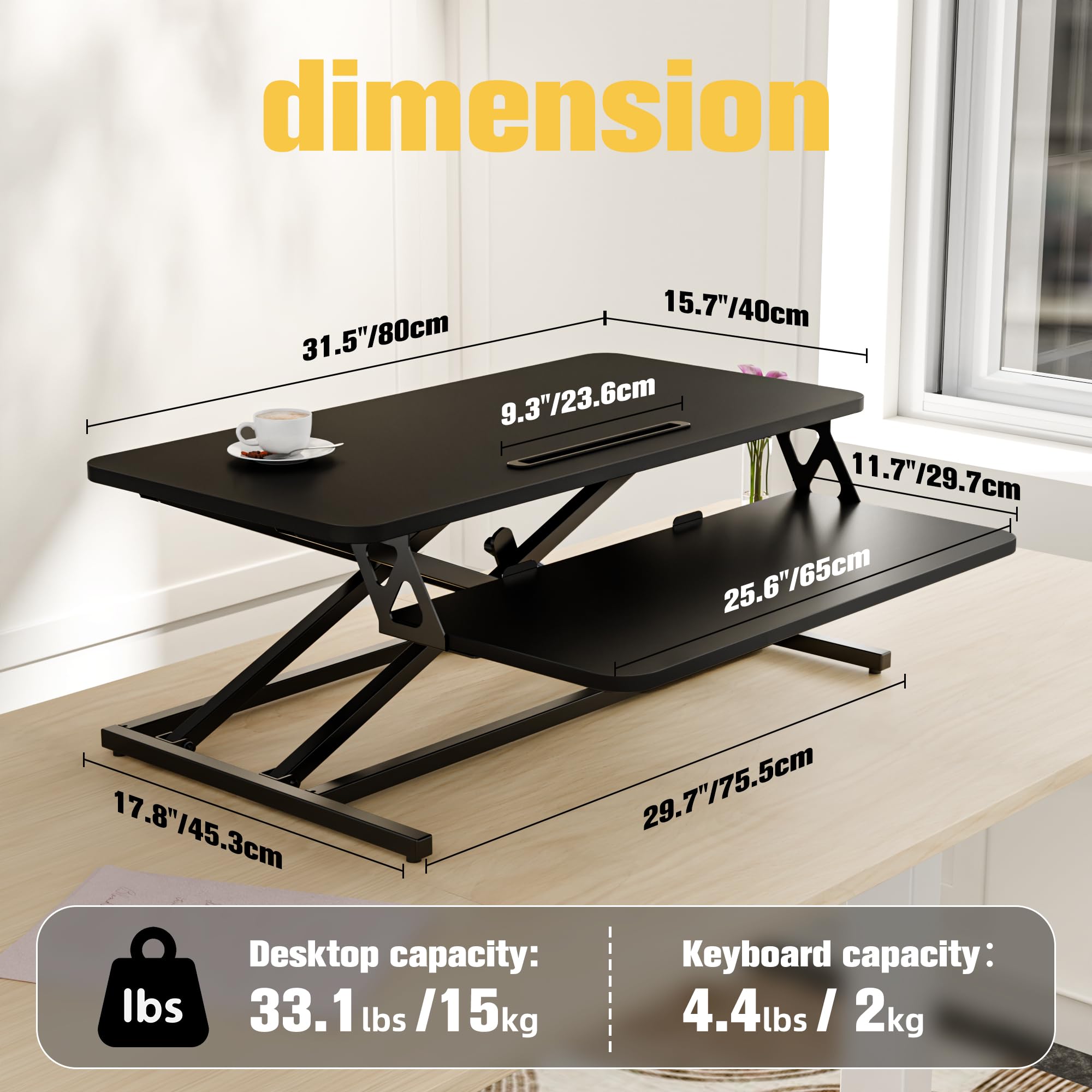ERGOMAKER Standing Desk Converter – 32 Inch Height Adjustable Riser
