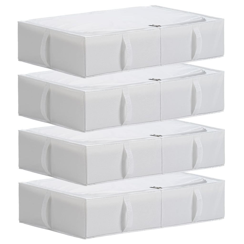 TYEERS Under Bed Storage Box with Lid | Durable Fabric 4-Pack | Dark Grey