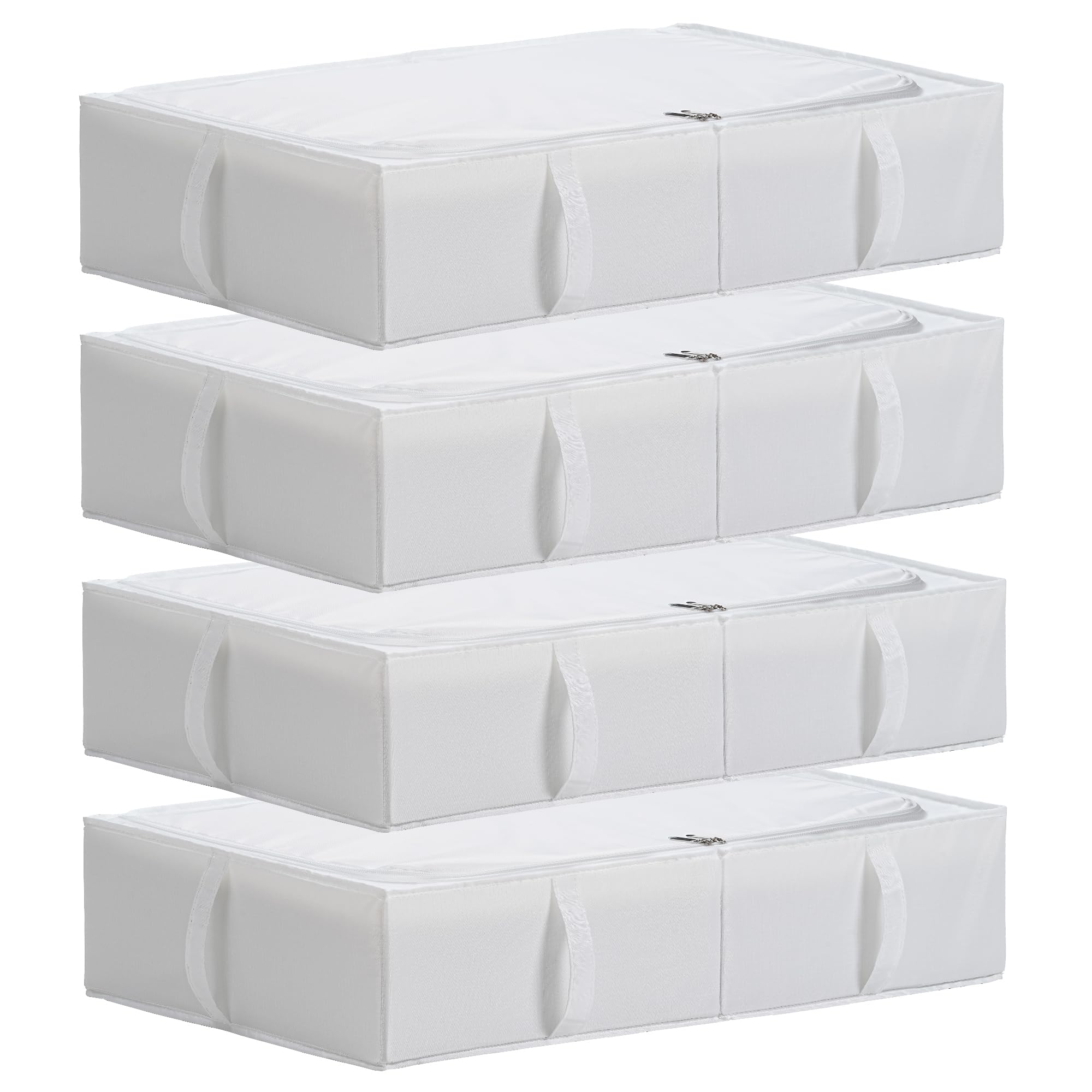 TYEERS Under Bed Storage Box with Lid | Durable Fabric 4-Pack | Dark Grey