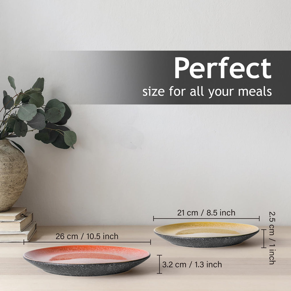 MIAMIO Las Palmitas Ceramic Dinner Plates - Set of 6 Stoneware Plates
